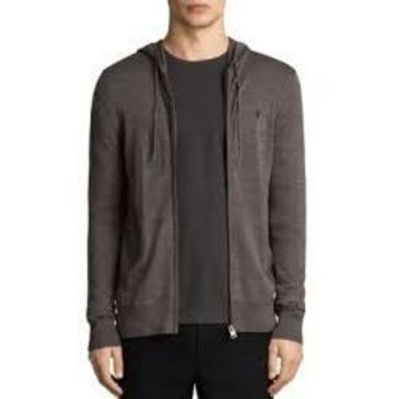 All Saints Other - AllSaints Fritz Hoodie Full Zip Knit Sweatshirt Brown Lightweight Mens M